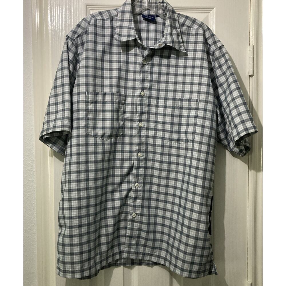 Sideout Shirt Button Up Men’s Medium Short Sleeve Snap Pocket Plaid Gray